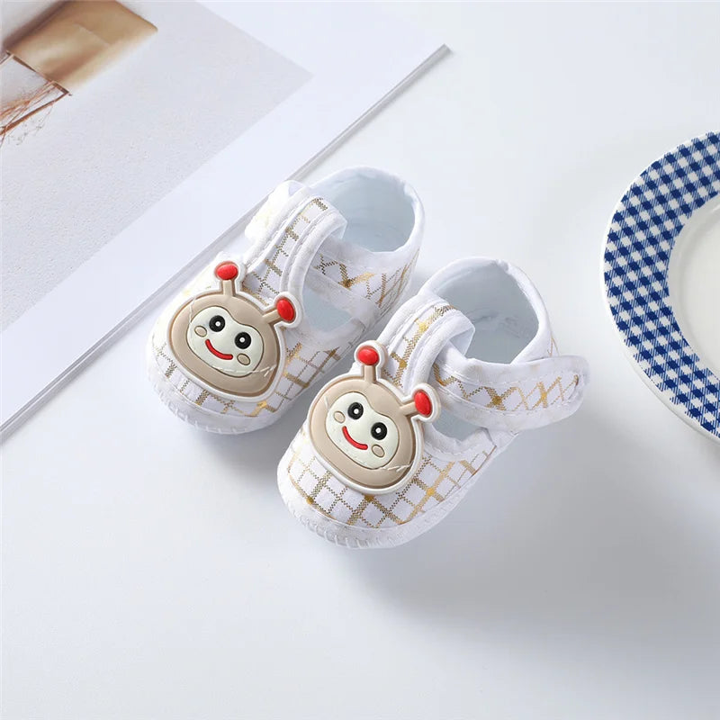 Adorable Baby First Walker Shoes with Cute Cartoon Decorations, Anti-Slip Sole, and Comfortable Fit for Infants and Toddlers