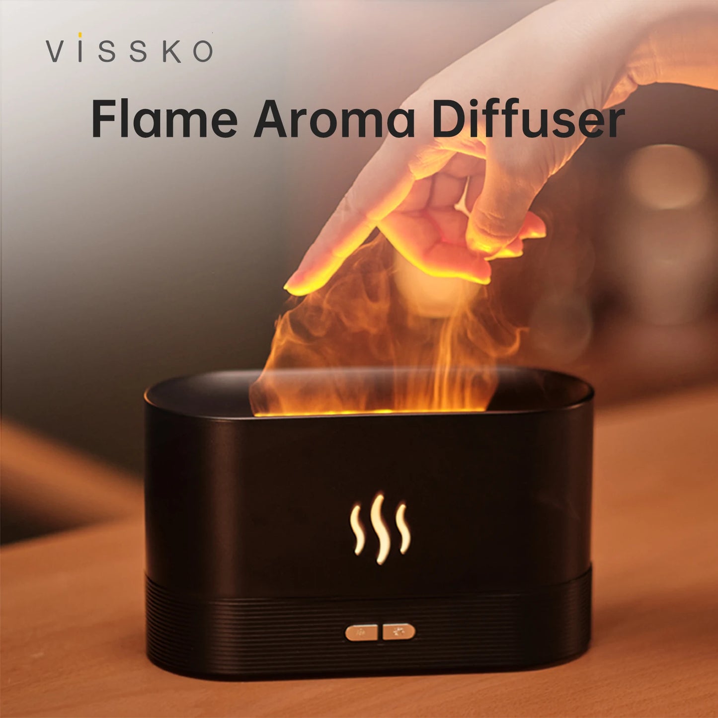 Aroma Diffuser Humidifier with Realistic Flame Effect and Touch Control for Home and Office Aromatherapy