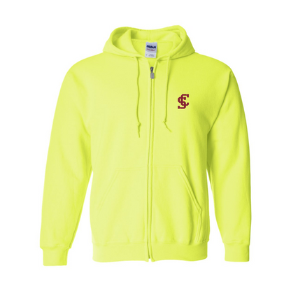 Men's Santa Clara Broncos Logo Gildan  Heavy Blend Full Zip Hooded Sweatshirt