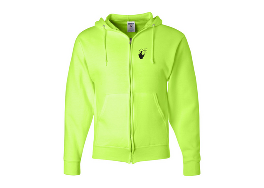 Men's Off-White Hand JERZEES NuBlend Full-Zip Hooded Sweatshirt