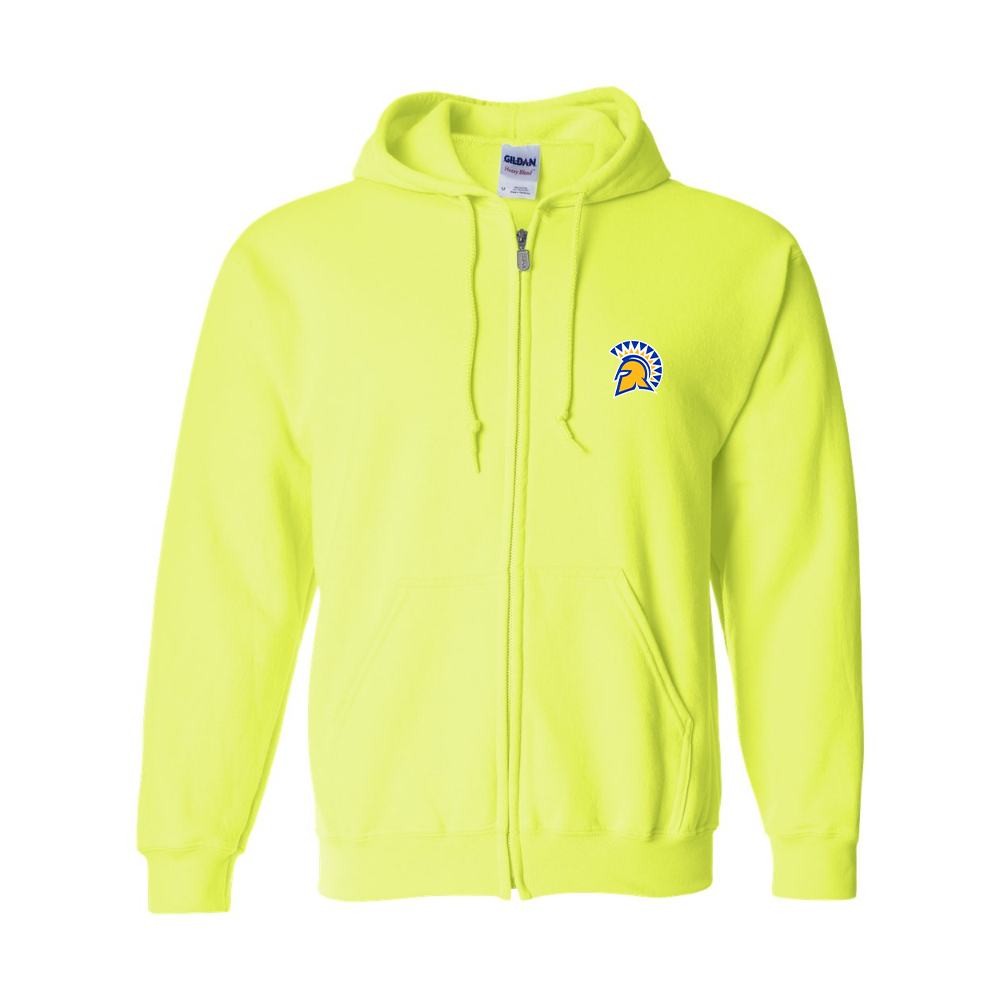 Men's San Jose State Spartans Logo Gildan  Heavy Blend Full Zip Hooded Sweatshirt