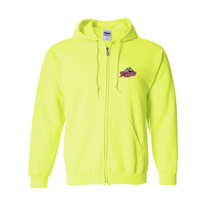 Men's Rider Broncs Logo Gildan  Heavy Blend Full Zip Hooded Sweatshirt