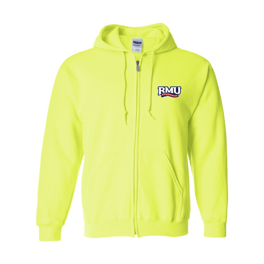 Men's Robert Morris Colonials Logo Gildan  Heavy Blend Full Zip Hooded Sweatshirt