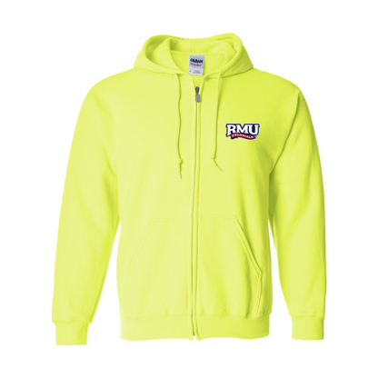 Men's Robert Morris Colonials Logo Gildan  Heavy Blend Full Zip Hooded Sweatshirt