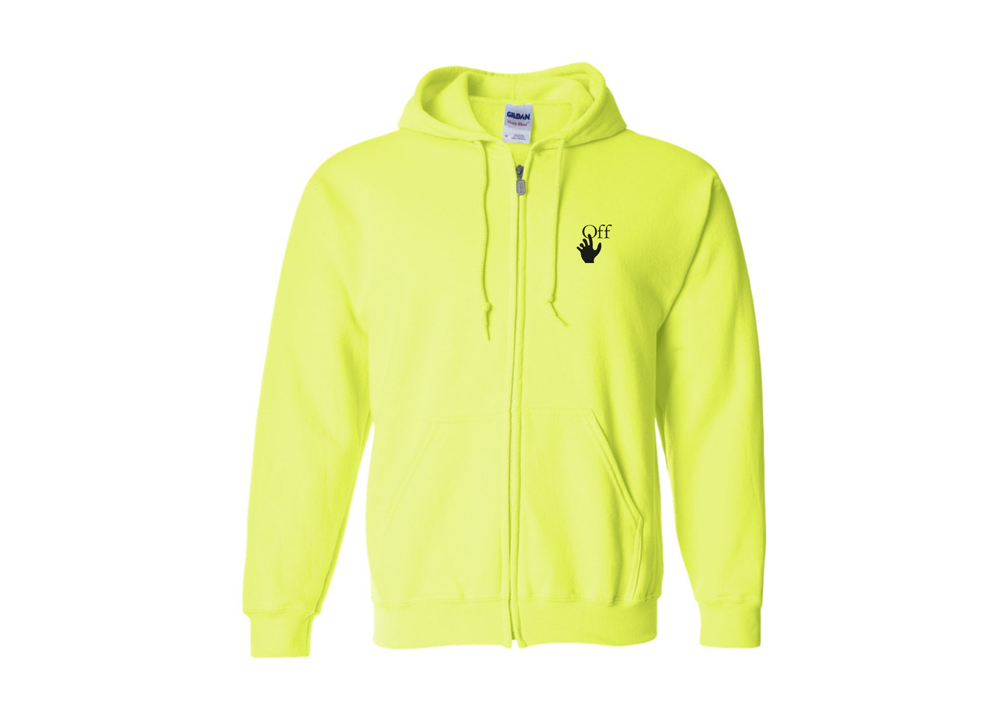 Men's Off-White Hand Gildan  Heavy Blend Full Zip Hooded Sweatshirt