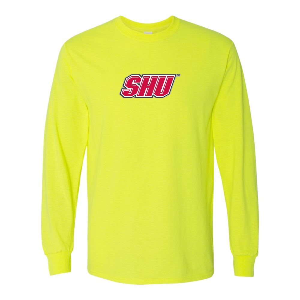 Men's Sacred Heart Pioneers Logo Gildan Heavy Cotton Long Sleeve T-Shirt