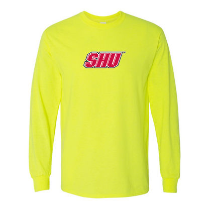 Men's Sacred Heart Pioneers Logo Gildan Heavy Cotton Long Sleeve T-Shirt