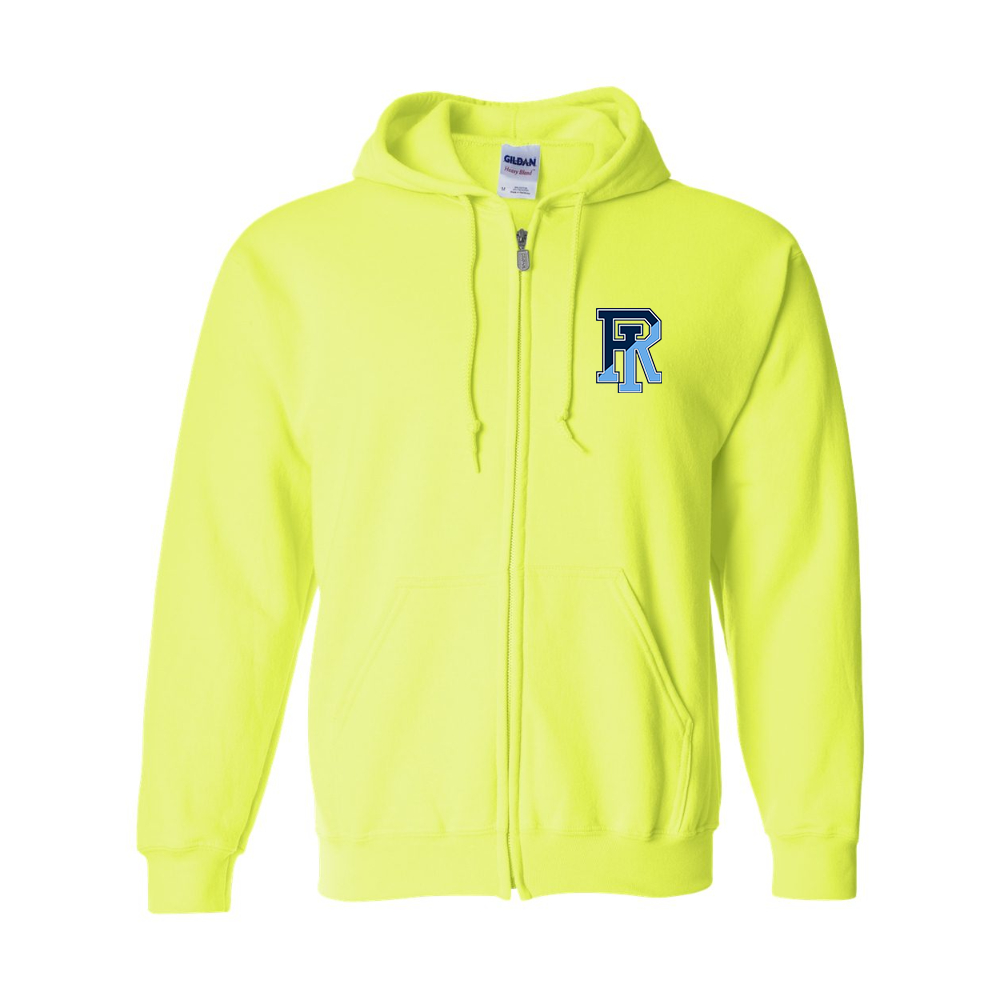 Men's Rhode Island Rams Logo Gildan  Heavy Blend Full Zip Hooded Sweatshirt