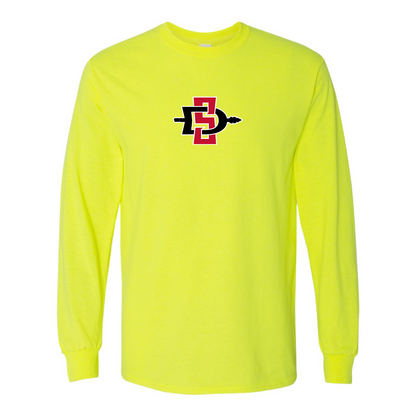 Men's San Diego State Aztecs Logo Gildan Heavy Cotton Long Sleeve T-Shirt