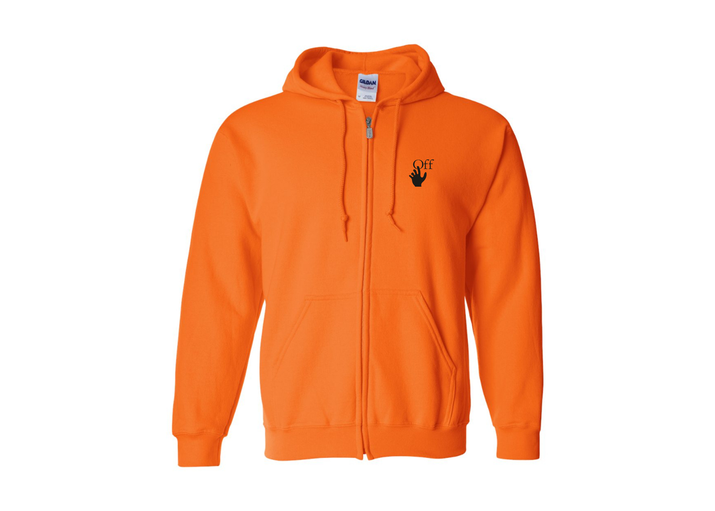 Men's Off-White Hand Gildan  Heavy Blend Full Zip Hooded Sweatshirt