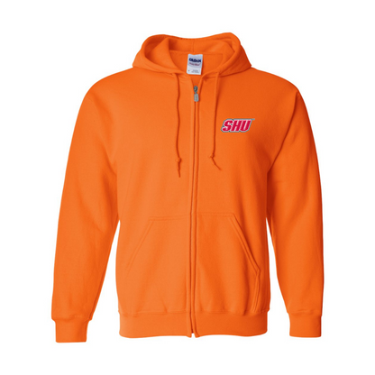 Men's Sacred Heart Pioneers Logo Gildan  Heavy Blend Full Zip Hooded Sweatshirt