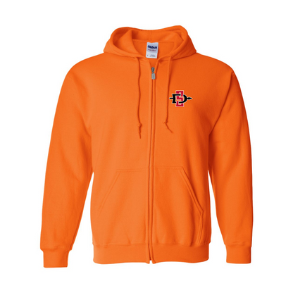 Men's San Diego State Aztecs Logo Gildan  Heavy Blend Full Zip Hooded Sweatshirt