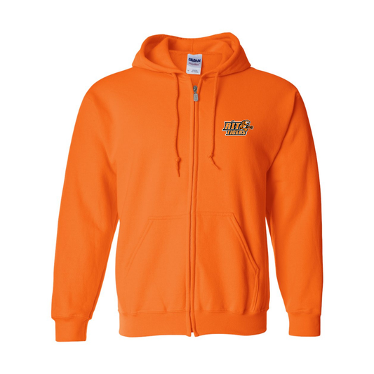 Men's RIT Tigers Logo Gildan  Heavy Blend Full Zip Hooded Sweatshirt