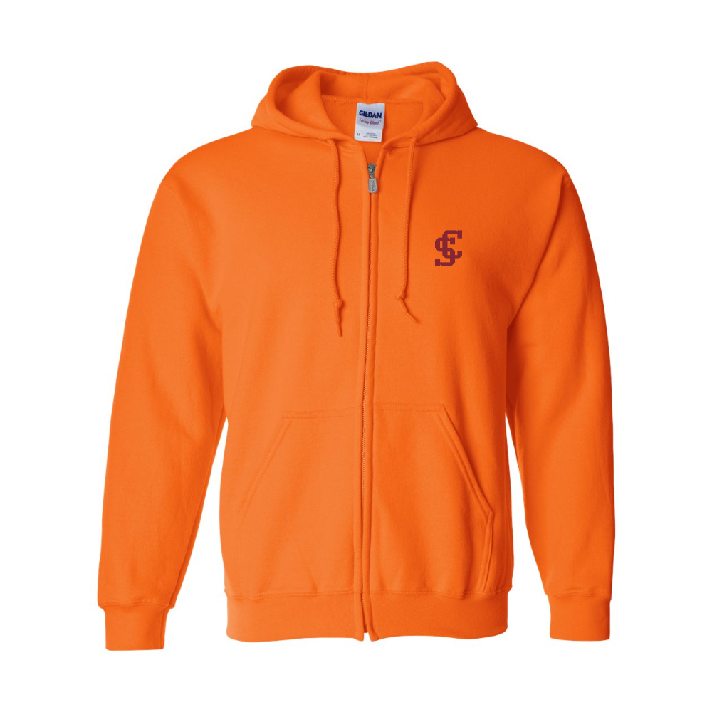Men's Santa Clara Broncos Logo Gildan  Heavy Blend Full Zip Hooded Sweatshirt