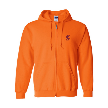 Men's Santa Clara Broncos Logo Gildan  Heavy Blend Full Zip Hooded Sweatshirt