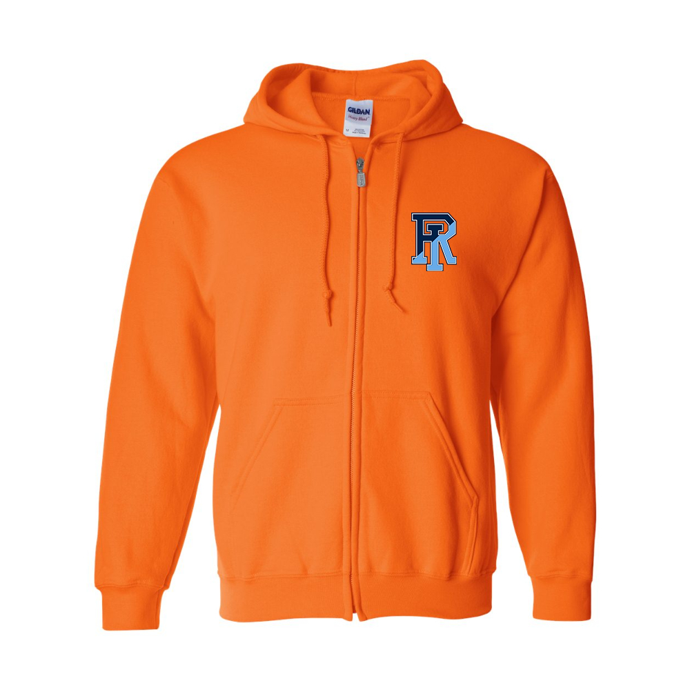 Men's Rhode Island Rams Logo Gildan  Heavy Blend Full Zip Hooded Sweatshirt