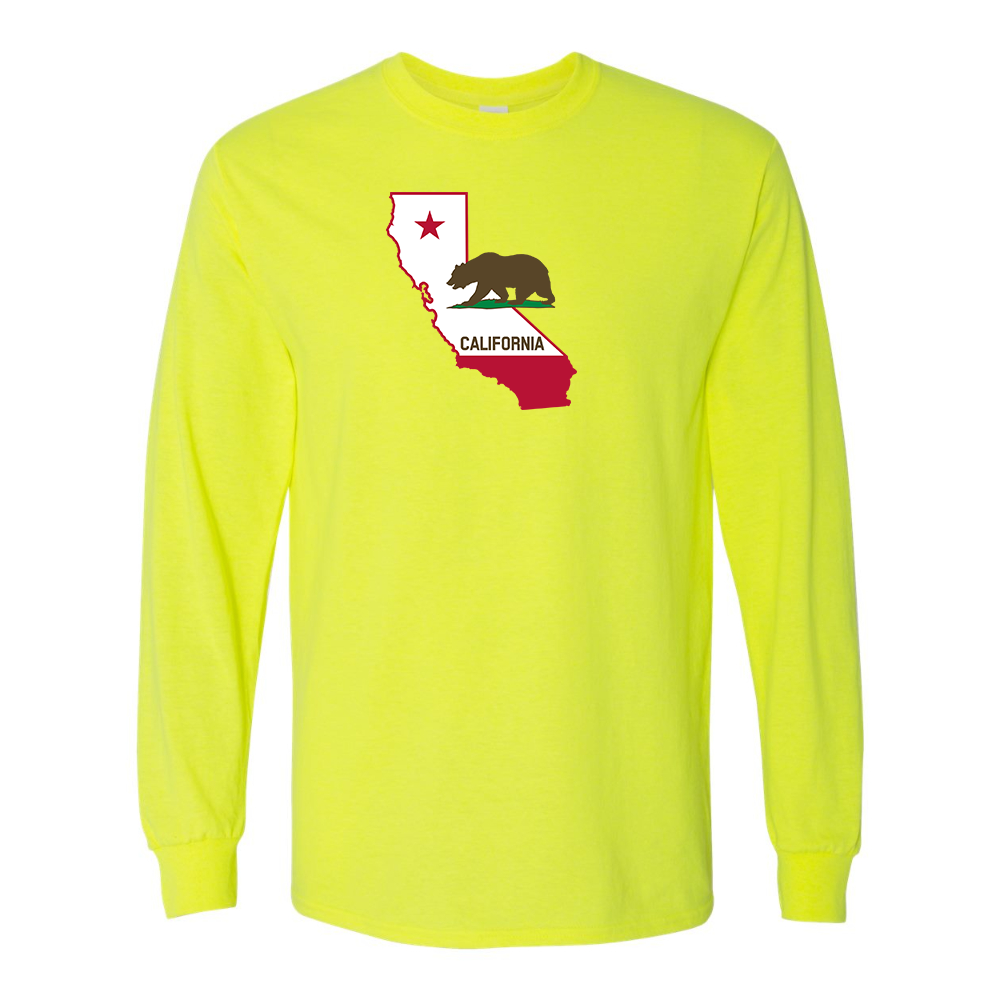 Men's  California Bear Map Gildan Heavy Cotton Long Sleeve T-Shirt