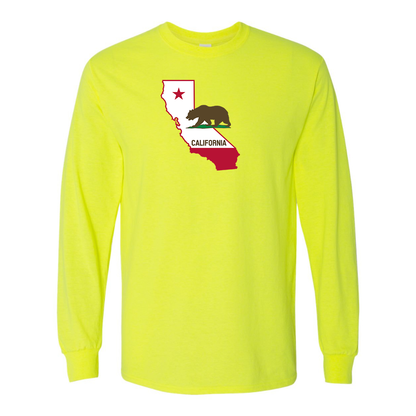 Men's  California Bear Map Gildan Heavy Cotton Long Sleeve T-Shirt
