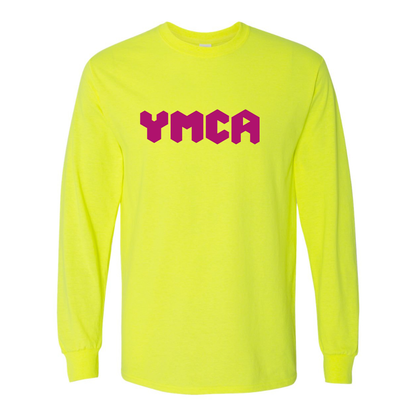 Men's  YMCA Mauve Gildan Heavy Cotton Long Sleeve T-Shirt