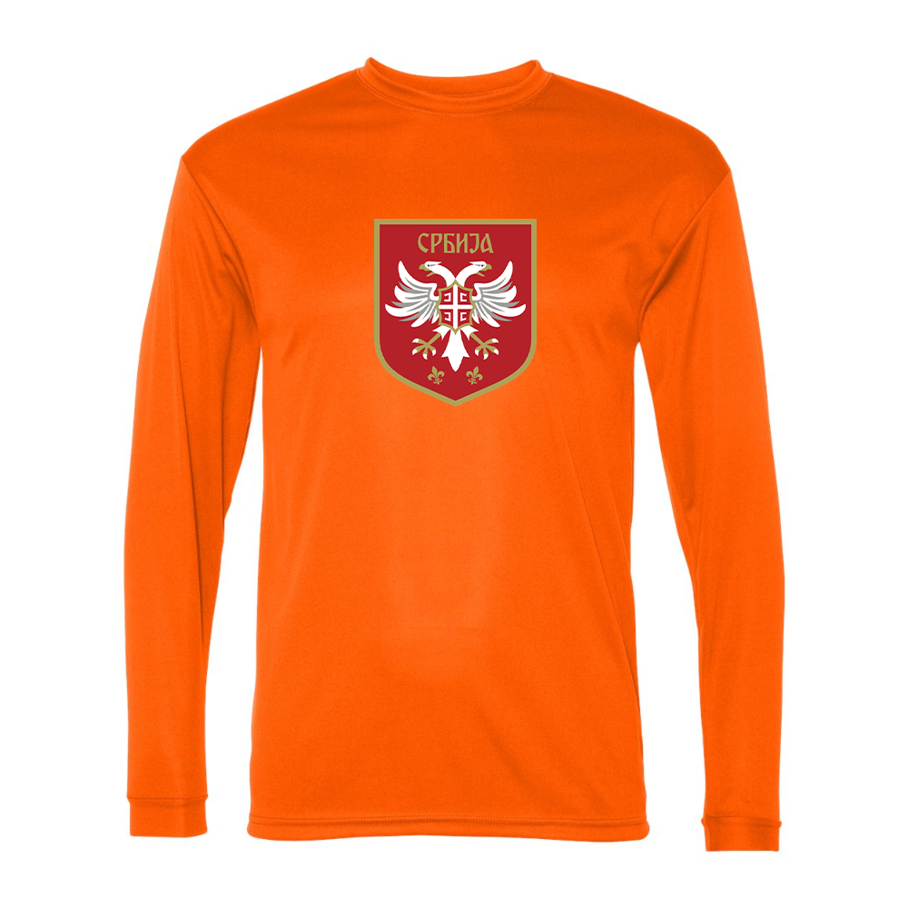 Men's Serbia National Football Soccer Team Logo Performance Long Sleeve T-Shirt