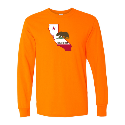 Men's  California Bear Map Gildan Heavy Cotton Long Sleeve T-Shirt
