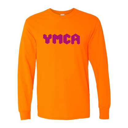 Men's  YMCA Mauve Gildan Heavy Cotton Long Sleeve T-Shirt