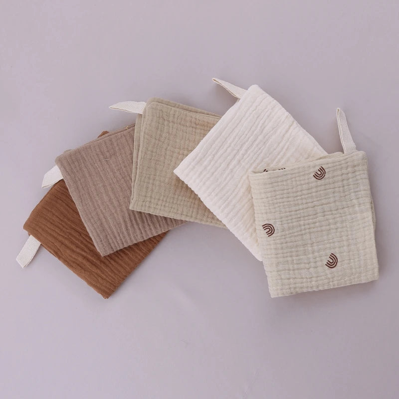 **Set of 5 Soft and Absorbent Muslin Baby Washcloths for Gentle Skin Care**