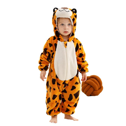 Adorable Animal Themed Fleece Onesies with Hood for Babies and Toddlers