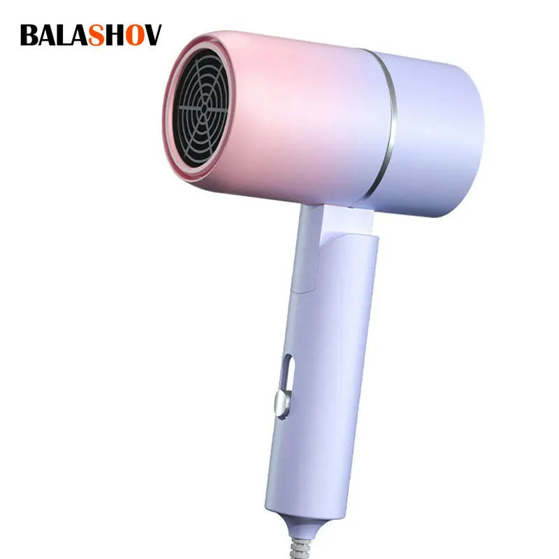 Compact and Portable Hair Dryer with Foldable Handle, Dual Temperature Settings, Quick-Drying Nozzle, and Thermostatic Control for Efficient and Convenient Hair Styling