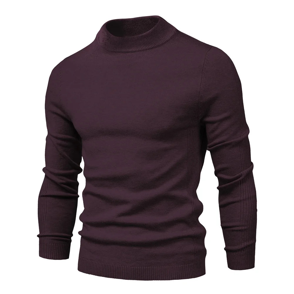 Men's Slim-Fit Turtleneck Sweater with Ribbed Detailing and Long Sleeves, Designed for Warmth and Style in a Comfortable Casual Fit