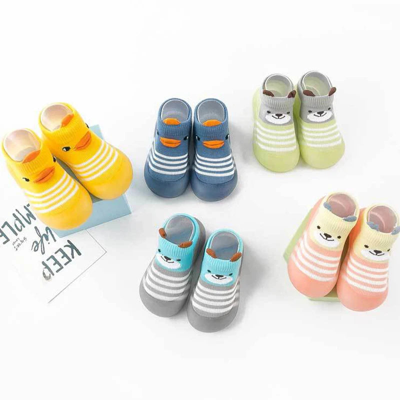 Adorable Baby Sock Shoes with Animal Designs and Non-Slip Rubber Soles for Toddlers