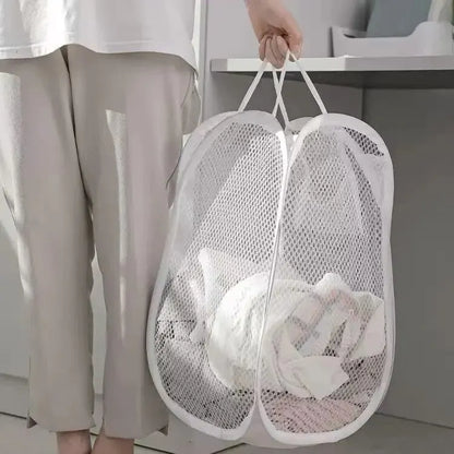 Foldable Mesh Laundry Hamper with Handles for Easy Transport and Ventilation