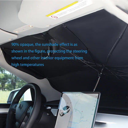 Foldable Car Windshield Sunshade Umbrella with UV Protection and Heat Insulation for Easy Storage and Installation