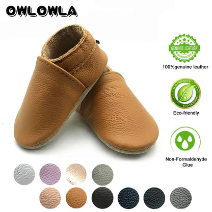 Soft Leather Baby Moccasins with Cozy Lining and Non-Slip Sole for First Walkers