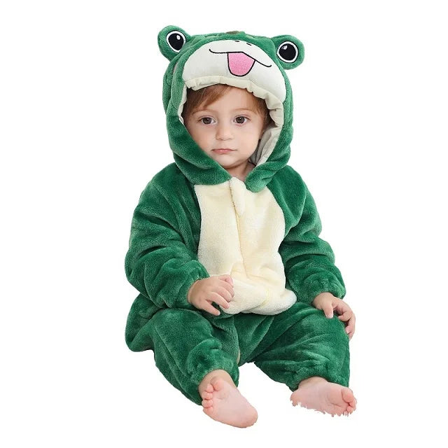 Adorable Animal Themed Fleece Onesies with Hood for Babies and Toddlers