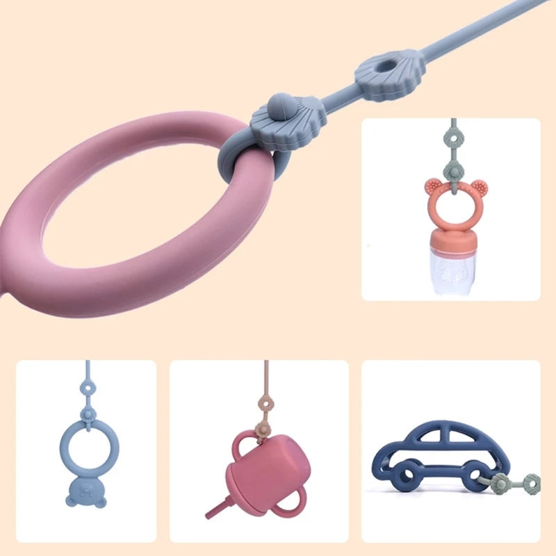 Adjustable Stroller Accessory Holder Straps for Baby Bottles and Toys with Secure Attachment Clips