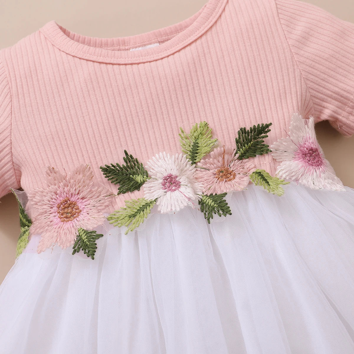 Adorable Baby Girl Tulle Dress with Floral Embroidery and Matching Headband, Perfect for Special Occasions and Photoshoots