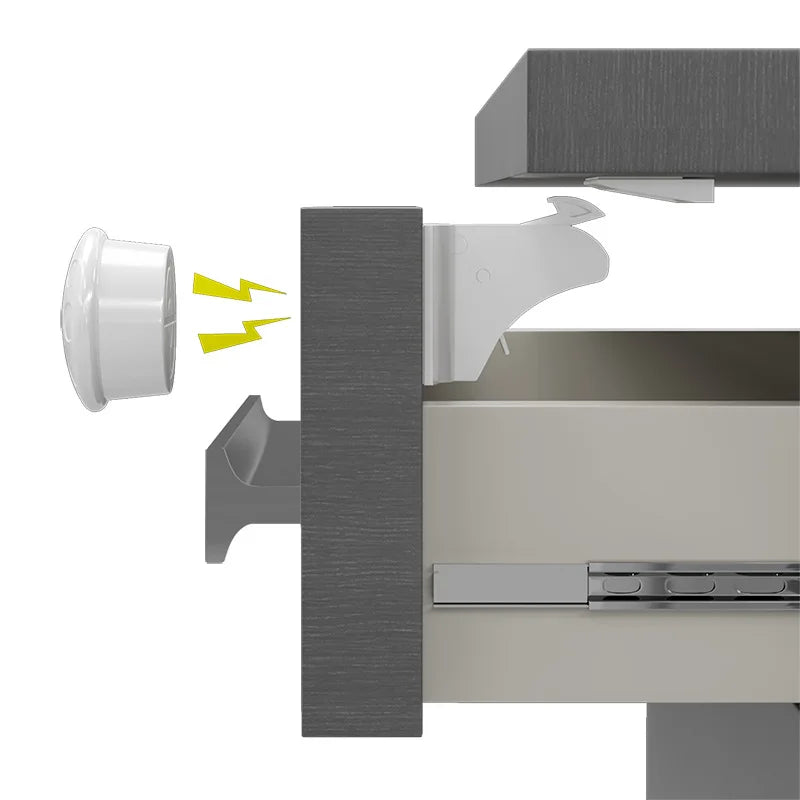 Magnetic Cabinet Locks with Adhesive Mounts for Child Safety, 12 Locks and 2 Keys, Easy to Install and Use for Drawers and Cabinets