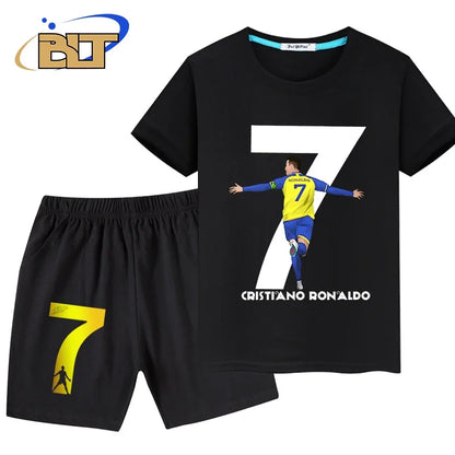 Stylish Soccer Star T-Shirt and Shorts Set for Kids – Perfect for Young Football Fans