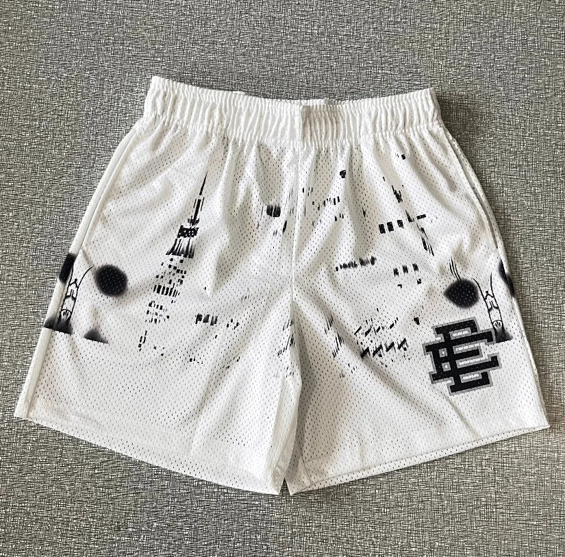 Men's Printed Sports Shorts with Elastic Waist and Drawstring Closure for Comfortable Daily Wear