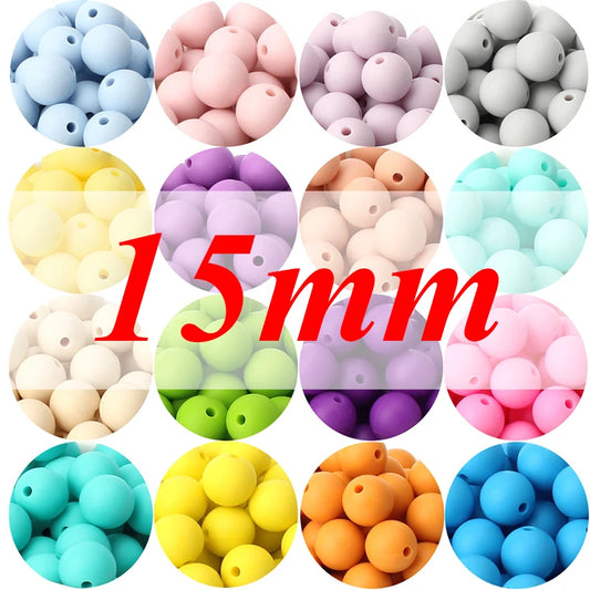 High-Quality 15mm Silicone Beads for Teething and Crafting - Safe and Durable for Babies and DIY Projects