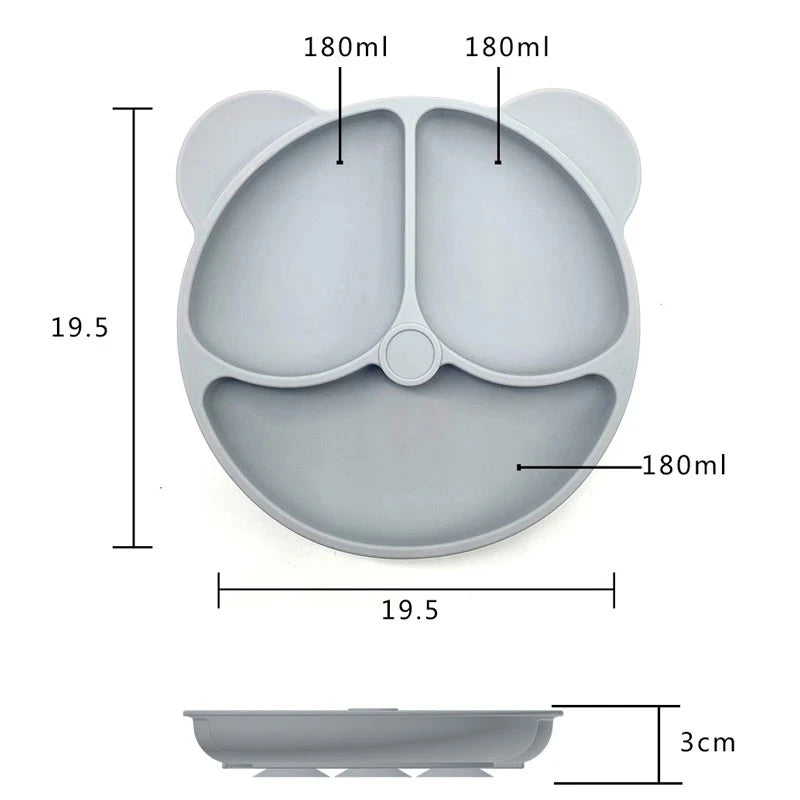 Silicone Baby Plates with Suction Base and Divided Compartments for Easy and Mess-Free Feeding