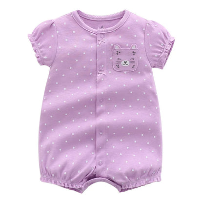 Pack of Adorable Baby Rompers with Short Sleeves and Cute Prints