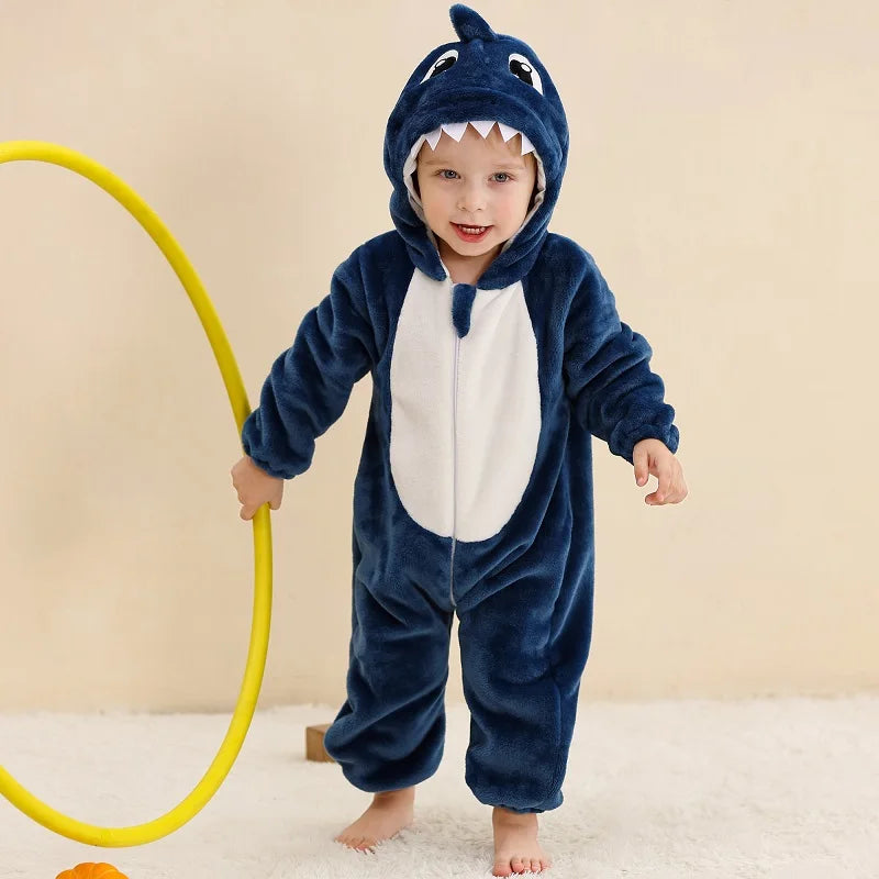 Adorable Animal Themed Fleece Onesies with Hood for Babies and Toddlers