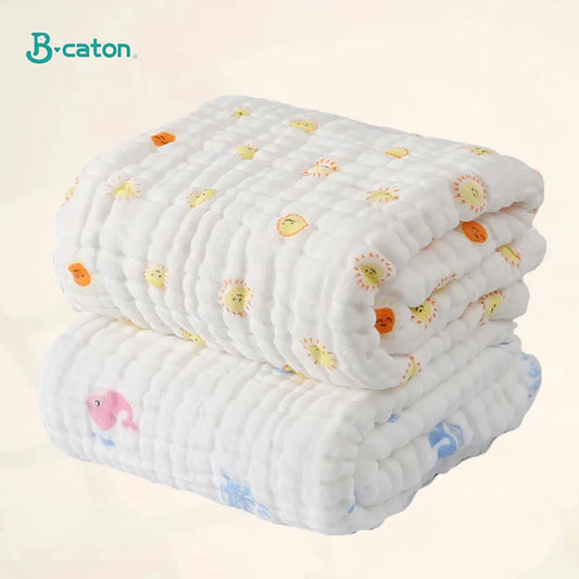 Soft Muslin Baby Blankets with Cute Animal Prints, Breathable and Lightweight Material, Ideal for Swaddling, Cuddling, and Nursery Use