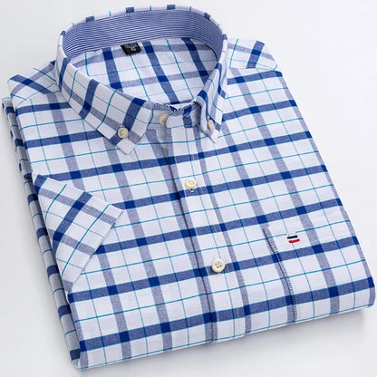 Classic Plaid Button-Down Men's Dress Shirts with Long Sleeves and Tailored Fit