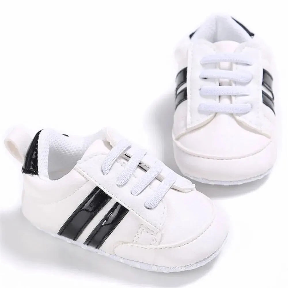 Stylish Baby Sneakers with Reflective Stripes and Easy Lace-Up Closure for Comfortable All-Day Wear