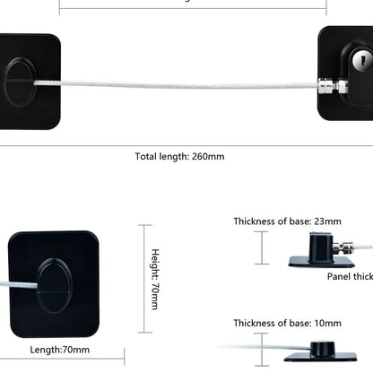 Refrigerator and Cabinet Lock with Steel Cable and Keyed Mechanism for Enhanced Security and Child Safety, Easy Adhesive Installation