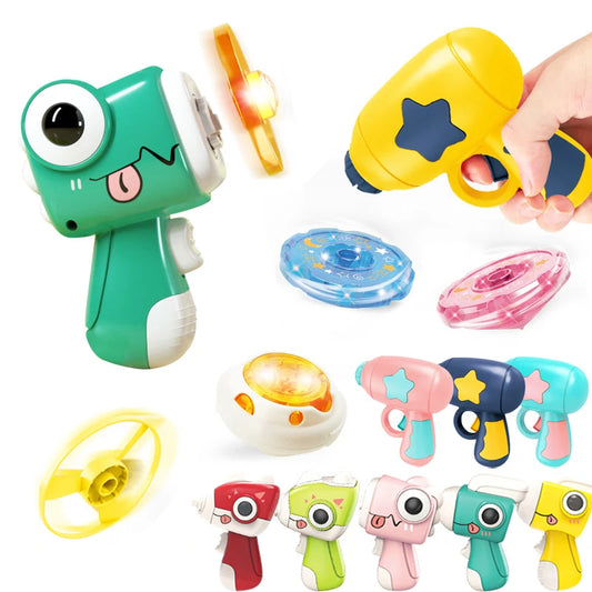 Interactive Handheld Toy Launchers with LED Lights and Spinning Discs for Kids' Fun and Development