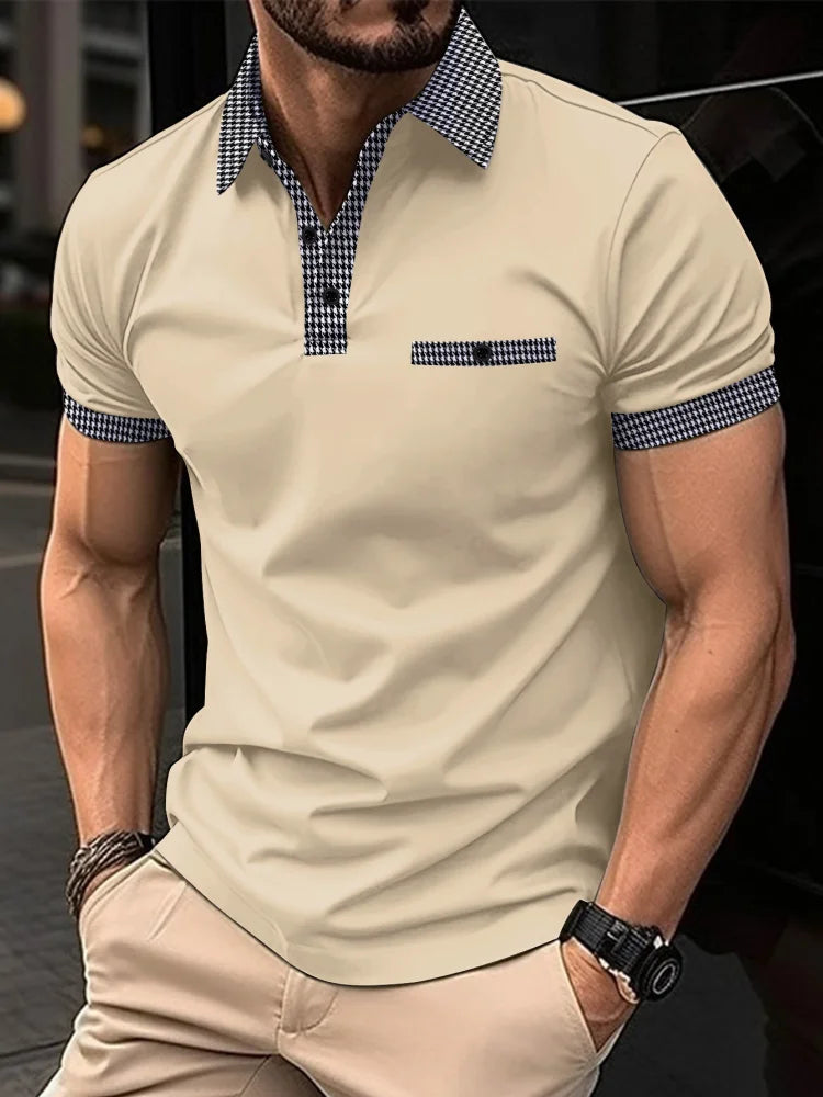 Men's Tactical Short Sleeve Polo Shirt with Shoulder Pocket and Chest Zipper Detail